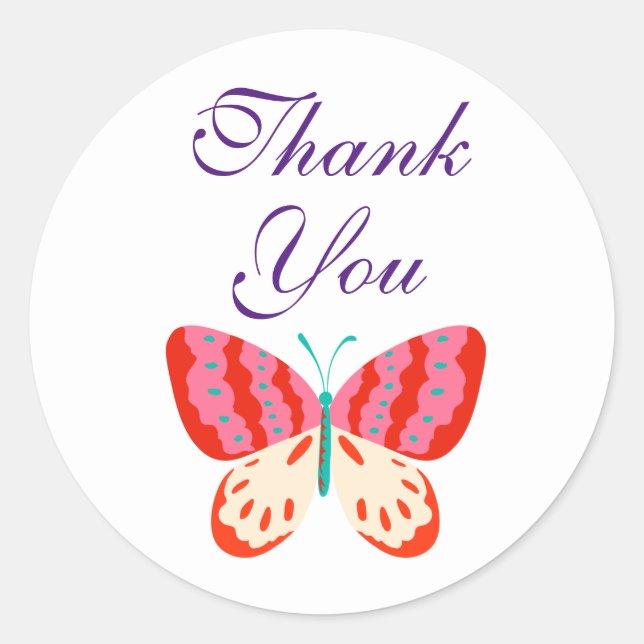 Stickers ronds papillon Merci (Devant)