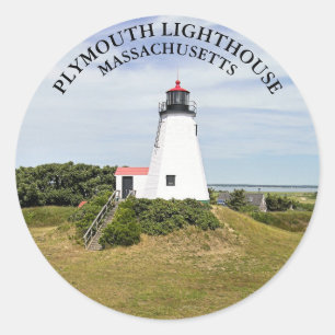 Stickers ronds Plymouth Lighthouse, Massachusetts