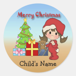 Stickers ronds pour filles de Noël
