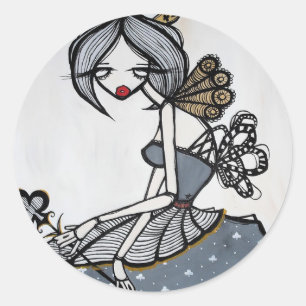 Stickers ronds "Queen of Clubs"