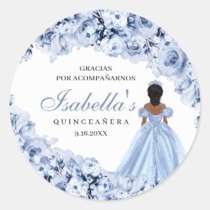 Stickers ronds Quinceanera bleu-bleu poussiéreux