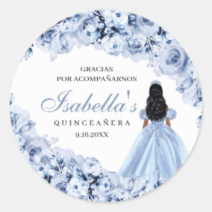 Stickers ronds Quinceanera bleu-bleu poussiéreux