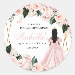 Stickers ronds Quinceanera Floral Rose