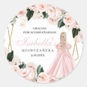 Stickers ronds Quinceanera Floral Rose