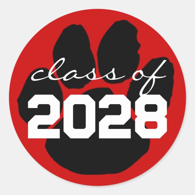 Stickers ronds Red & Black Pawprint Graduation (Devant)