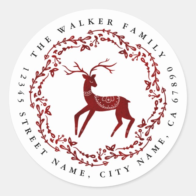 Stickers ronds rennes de Noël (Devant)