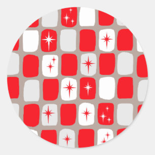 Stickers ronds rétro Red Starburst