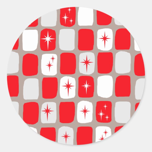 Stickers ronds rétro Red Starburst (Devant)