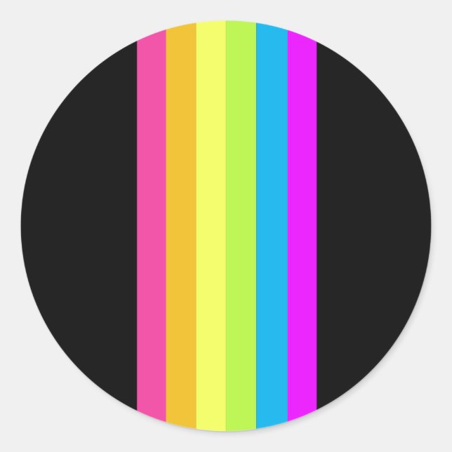 Stickers ronds Retro Stripes (Black & Neon Multi) (Devant)