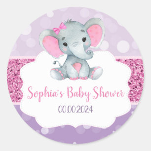 Stickers ronds roses pour fille Eléphant Douche po