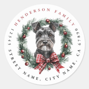 Stickers ronds Schnauzer de Noël