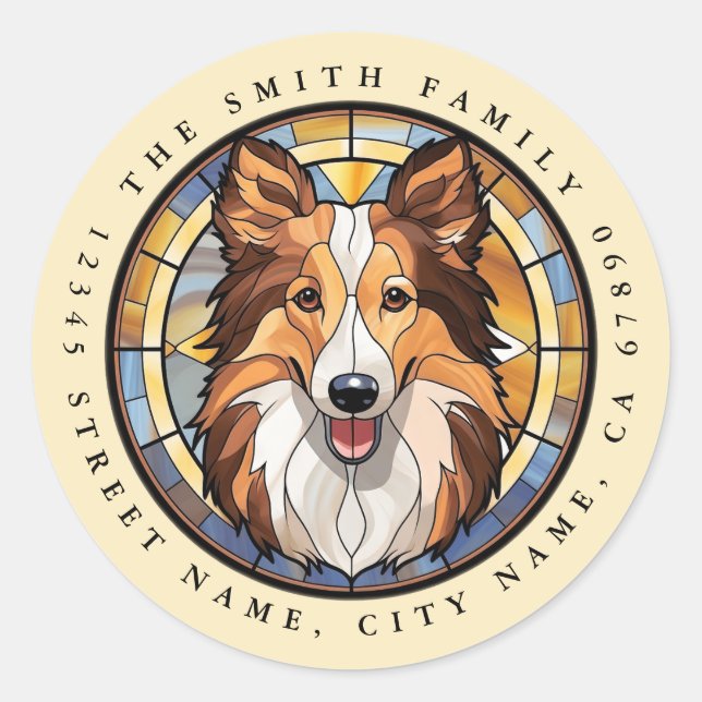 Stickers ronds Shetland Sheepdog (Devant)