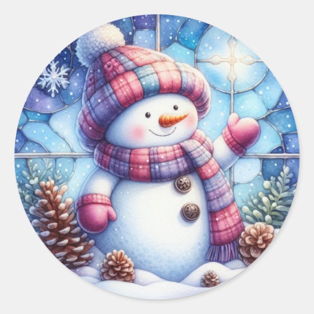 Stickers ronds Snowman (Devant)
