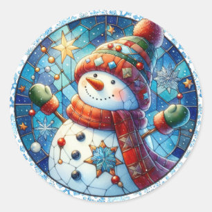 Stickers ronds Snowman