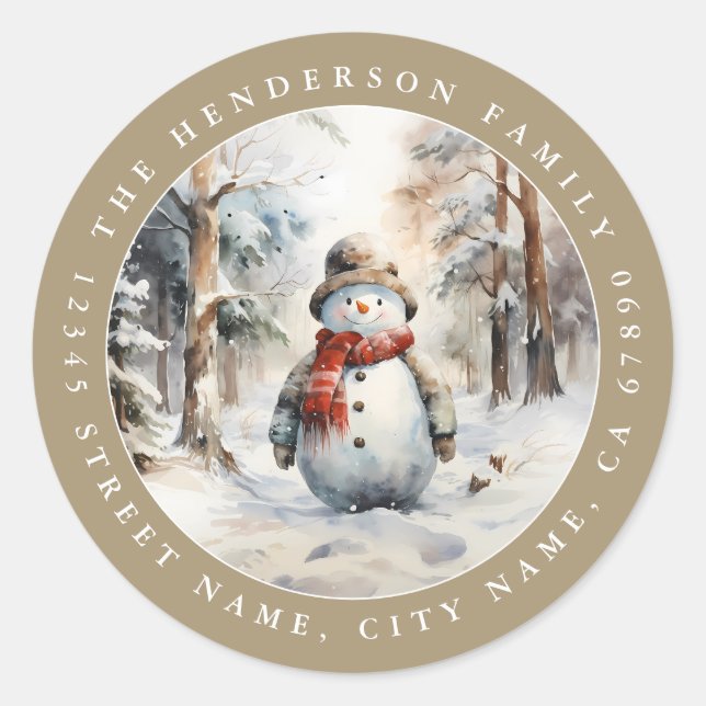 Stickers ronds Snowman de Noël (Devant)
