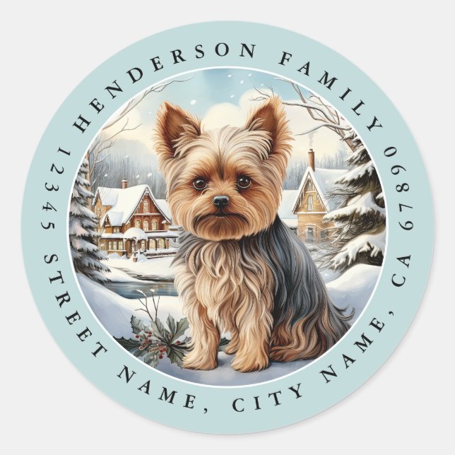 Stickers ronds Yorkshire Terrier (Devant)