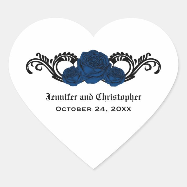 Stickers Rose de mariage gothique, Bleu (Devant)