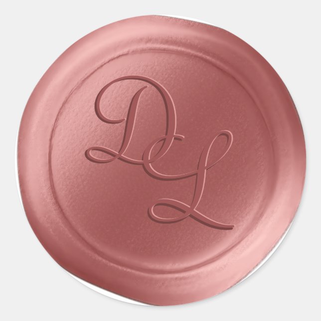 Stickers Rose Dusty 2 Lettre Monogramme cire Sceau (Devant)