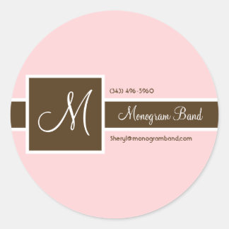 Stickers rose et Brown de bande de monogramme