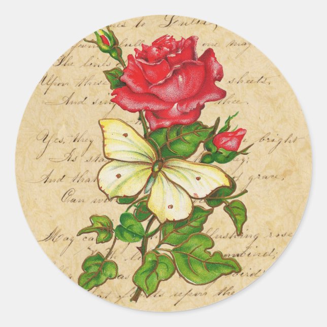 Stickers rose et papillon (Devant)