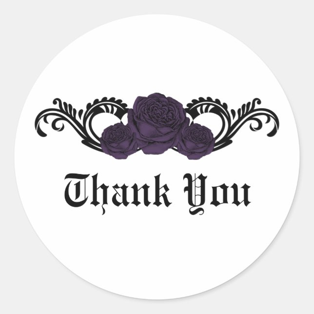 Stickers Rose gothique Merci en , violet (Devant)