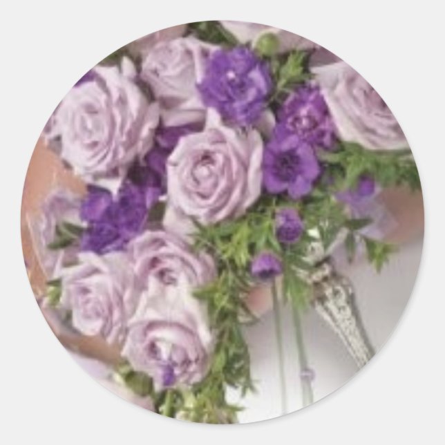 Stickers Rose violet Mariage Bouquet Enveloppe Sce (Devant)