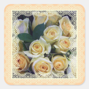 Stickers - Roses jaunes crémeuses en dentelle