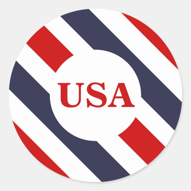 Stickers rouge blanc bleu rond USA (Devant)