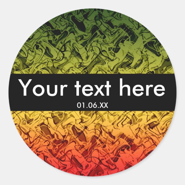 Stickers rouge jaune vert Abstrait Art fumée (Devant)