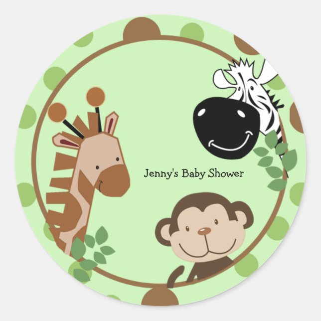 Stickers Round Favor - Jungle Adventure Animaux (Devant)