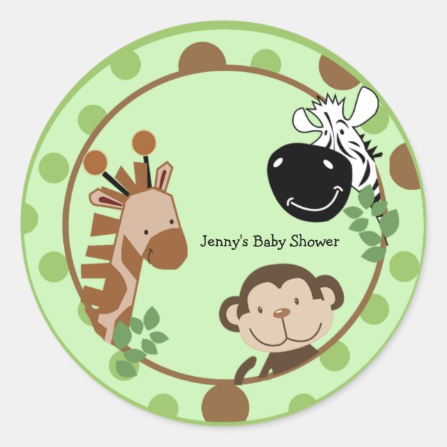 Stickers Round Favor - Jungle Adventure Animaux (Devant)