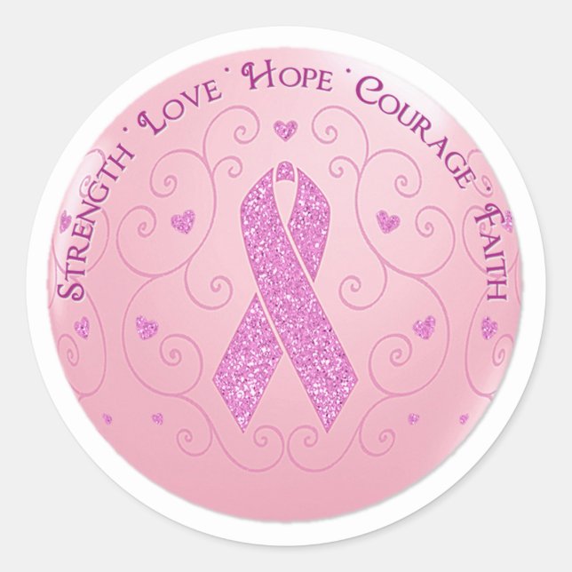 Stickers Ruban rose Cancer du sein (Devant)