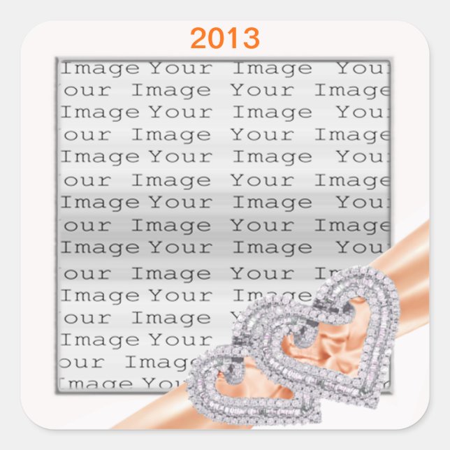 Stickers ruban Tangerine Coeurs Personnalisés (Devant)