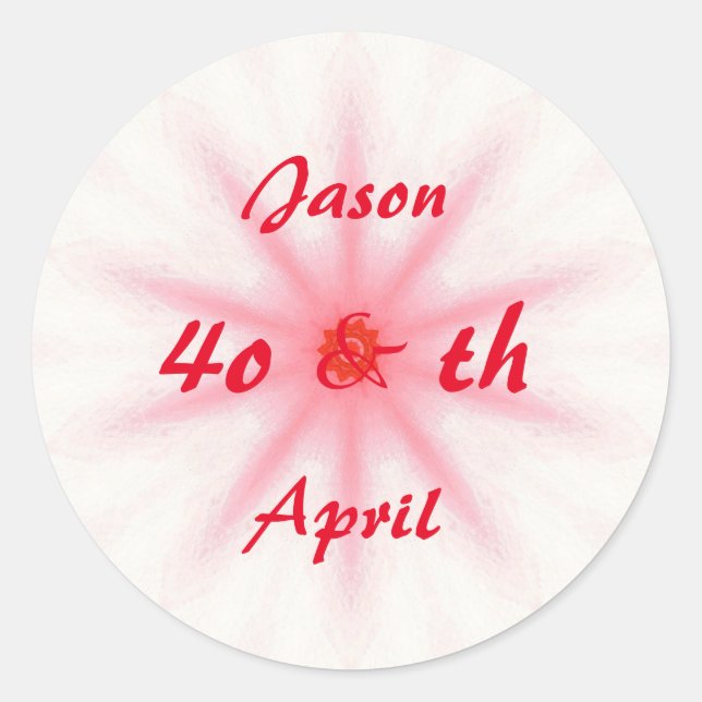 Stickers Ruby Red 40th Mariage Anniversaire (Devant)