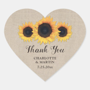 Stickers Rustic Burlap et Sunflower Wedding Favor