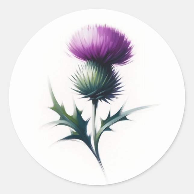 Stickers Rustic Scottish Thistle Round (Devant)