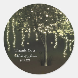 Stickers Rustique Mossy Lighted Tree Wedding Favor