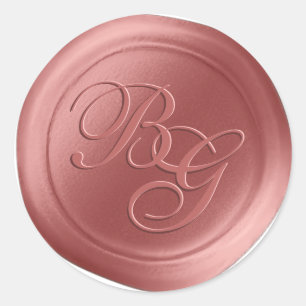 Stickers saumon Calligraphie rose Monogramme Cire 