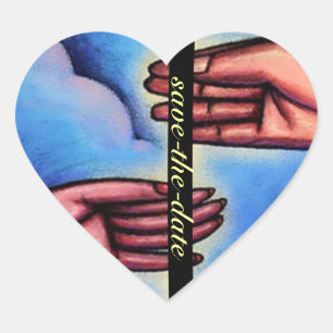 STICKERS Sauvez les mains à la date dans les coeur