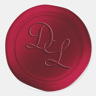 Stickers Scarlet Red 2 Letter Monogram Wax Seal
