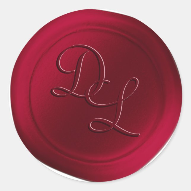 Stickers Scarlet Red 2 Letter Monogram Wax Seal (Devant)
