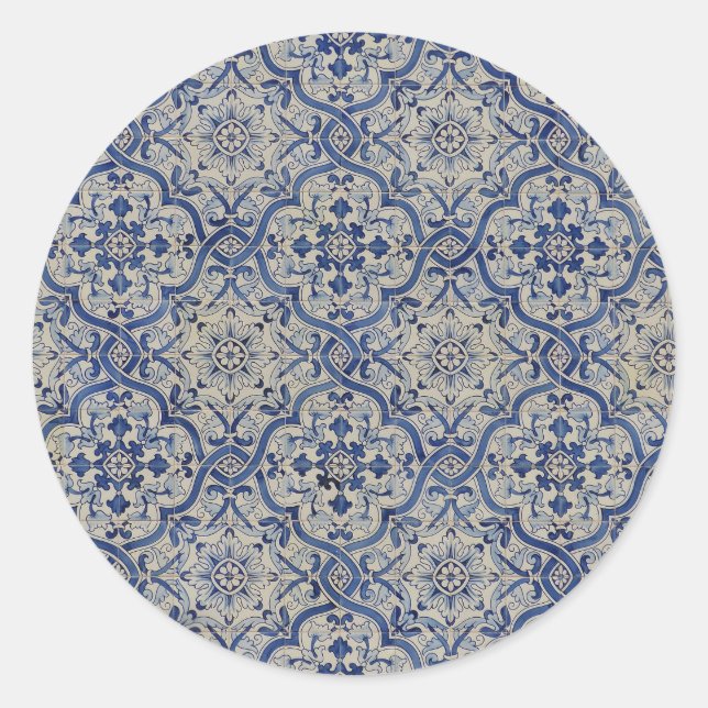 Stickers Sceau à enveloppe de tuiles bleues (Devant)