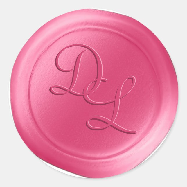 Stickers Sceau Bubblegum Pink 2 Letter Monogram Wa (Devant)