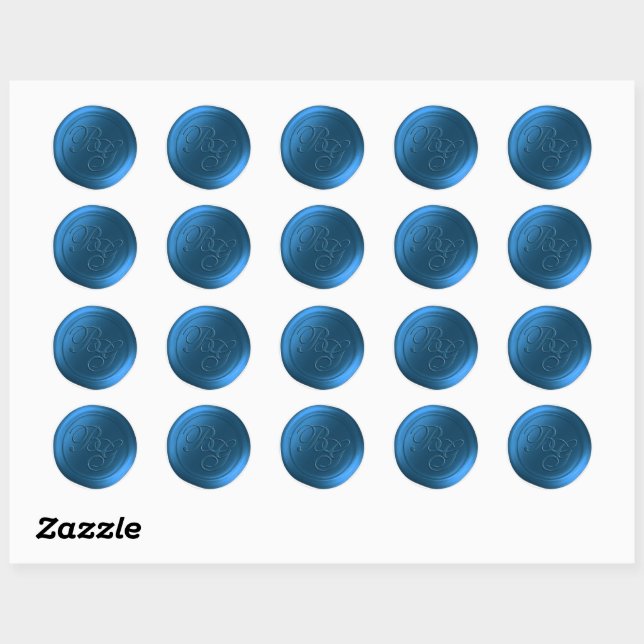 Stickers Sceau de cire Calico Blue Double Monogram (Feuille)