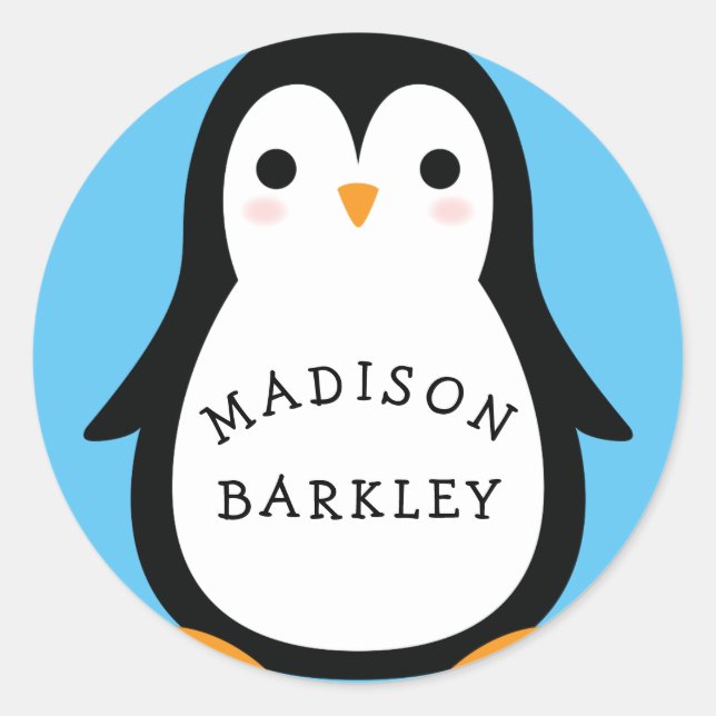 Stickers Sceau de nom de Penguin mignonne pour enf (Devant)