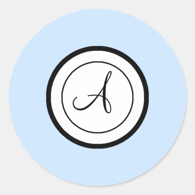 Stickers Sceau d'enveloppe bleu ciel Monogramme A (Devant)