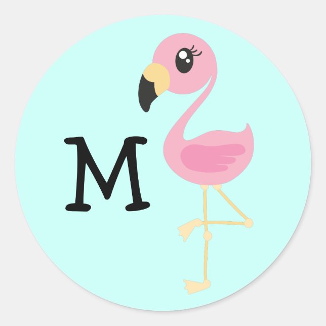Stickers Sceau Flamingo mignon Nom Tropical Envelo (Devant)