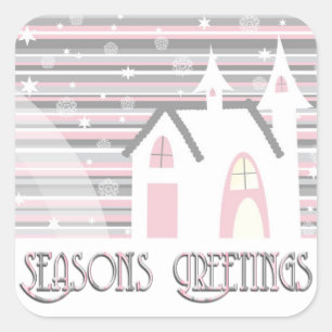 Stickers - Scène d'hiver rose et gris