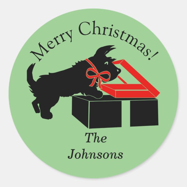 Stickers Scottie Chien Enveloppe Noël Phoques Stic (Devant)