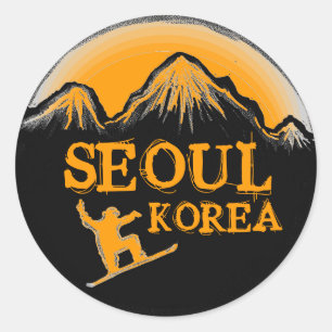 stickers Seoul Corée orange snowboard